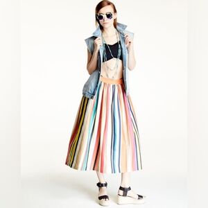 Alice and Olivia Nikola Stripped Cotton Midi Skirt Size 2